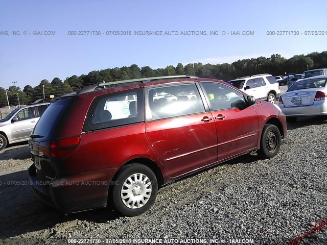 5TDZA23C74S216503 - 2004 TOYOTA SIENNA CE/LE BURGUNDY photo 4