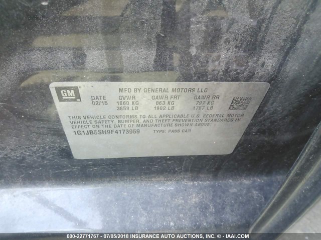 1G1JB5SH9F4173959 - 2015 CHEVROLET SONIC LS 黑色 照片 9