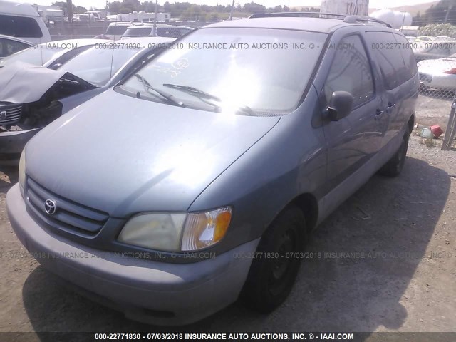 4T3ZF13C01U409565 - 2001 TOYOTA SIENNA LE/XLE BLUE photo 2