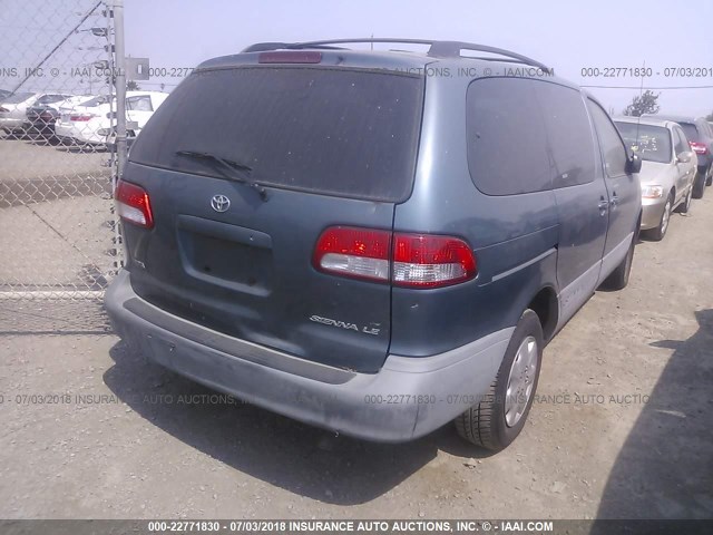 4T3ZF13C01U409565 - 2001 TOYOTA SIENNA LE/XLE BLUE photo 4