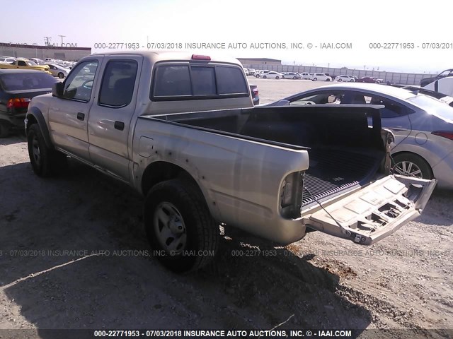 5TEGM92N11Z800288 - 2001 TOYOTA TACOMA DOUBLE CAB PRERUNNER Champagne photo 3