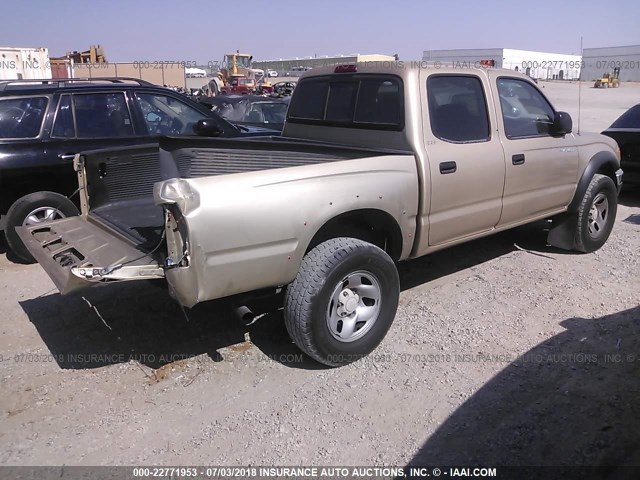 5TEGM92N11Z800288 - 2001 TOYOTA TACOMA DOUBLE CAB PRERUNNER Champagne photo 4