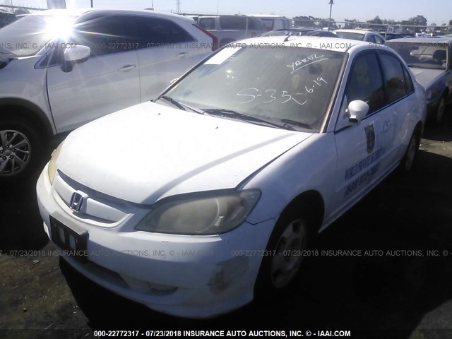 JHMES96675S006114 - 2005 HONDA CIVIC HYBRID WHITE photo 2