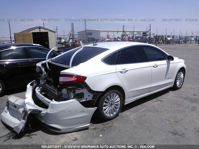 3FA6P0LU0ER355414 - 2014 FORD FUSION SE HYBRID WHITE photo 4