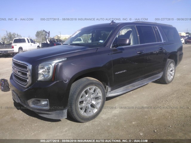 1GKS1HKC0FR672435 - 2015 GMC YUKON XL C1500 SLT PURPLE photo 2