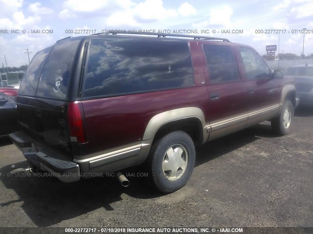 1GKFK16R3WJ700490 - 1998 GMC SUBURBAN K1500 MAROON photo 4