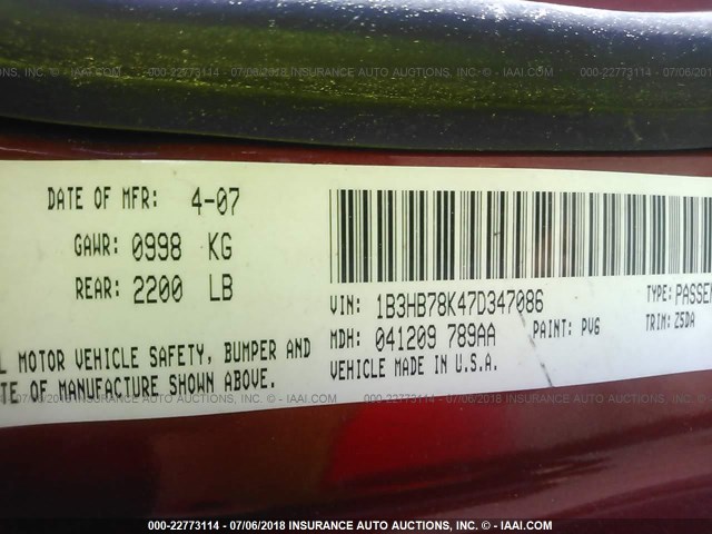 1B3HB78K47D347086 - 2007 DODGE CALIBER R/T ORANGE photo 9