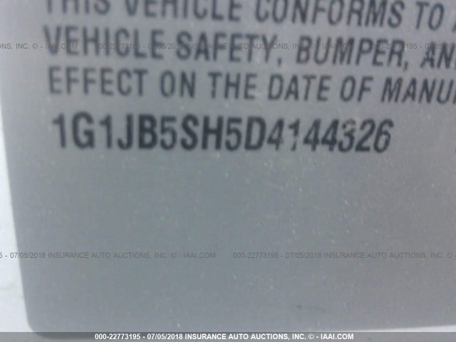 1G1JB5SH5D4144326 - 2013 CHEVROLET SONIC LS 白色 照片 9