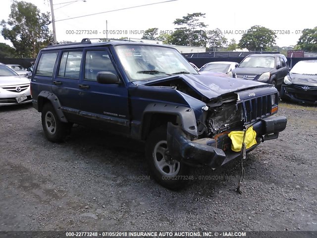 1J4FF48S31L597886 - 2001 JEEP CHEROKEE SPORT Navy photo 1