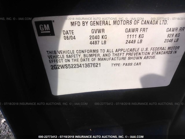 2G2WS522341367621 - 2004 PONTIAC GRAND PRIX GT2 ლურჯი ფოტო 9