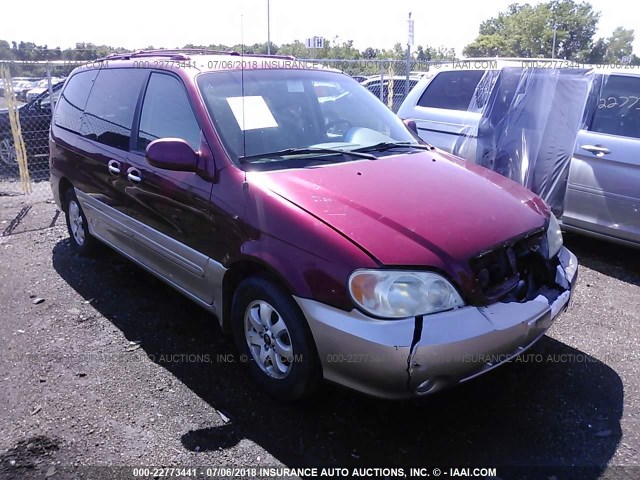 KNDUP131846511675 - 2004 KIA SEDONA EX/LX BURGUNDY photo 1