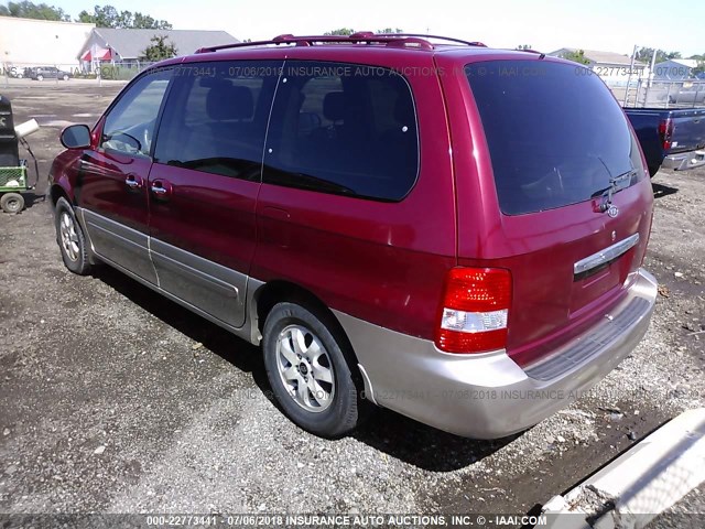 KNDUP131846511675 - 2004 KIA SEDONA EX/LX BURGUNDY photo 3