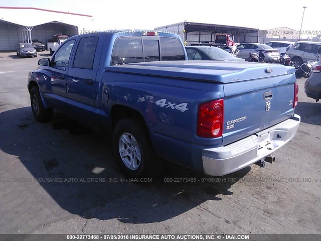 1D7HW48N05S252244 - 2005 DODGE DAKOTA QUAD SLT BLUE photo 3