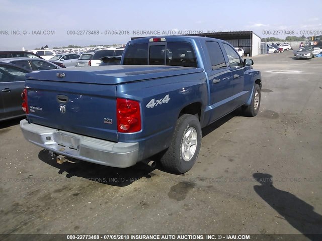 1D7HW48N05S252244 - 2005 DODGE DAKOTA QUAD SLT BLUE photo 4