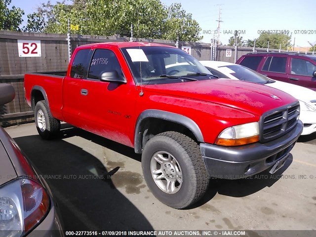 1B7GG12X62S510385 - 2002 DODGE DAKOTA SXT RED photo 1