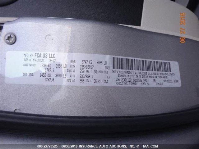 2C4RC1BG1JR119505 - 2018 CHRYSLER PACIFICA TOURING L 银色 照片 13