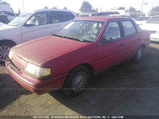 1FAPP36XXPK219150 - 1993 FORD TEMPO GL RED photo 2