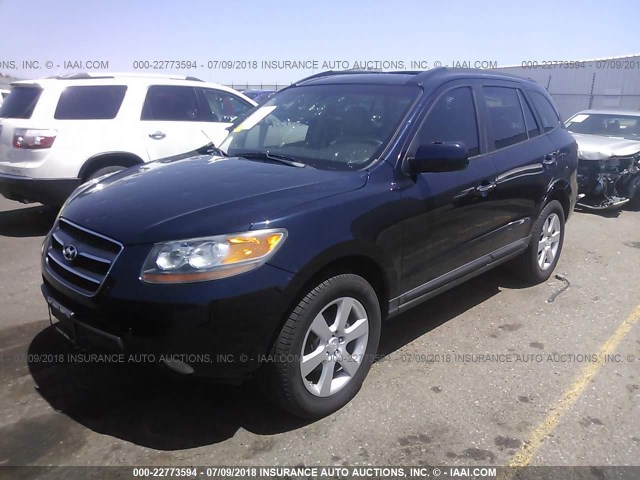 5NMSH73E38H189675 - 2008 HYUNDAI SANTA FE SE/LIMITED BLUE photo 2