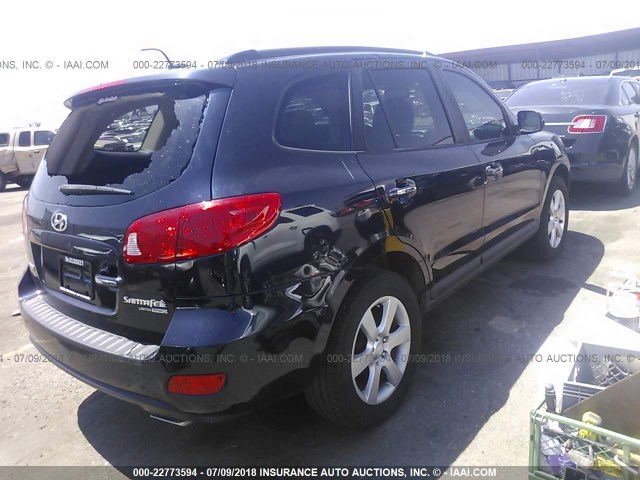 5NMSH73E38H189675 - 2008 HYUNDAI SANTA FE SE/LIMITED BLUE photo 4