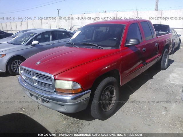 1B7GL2AN01S106689 - 2001 DODGE DAKOTA QUAD RED photo 2