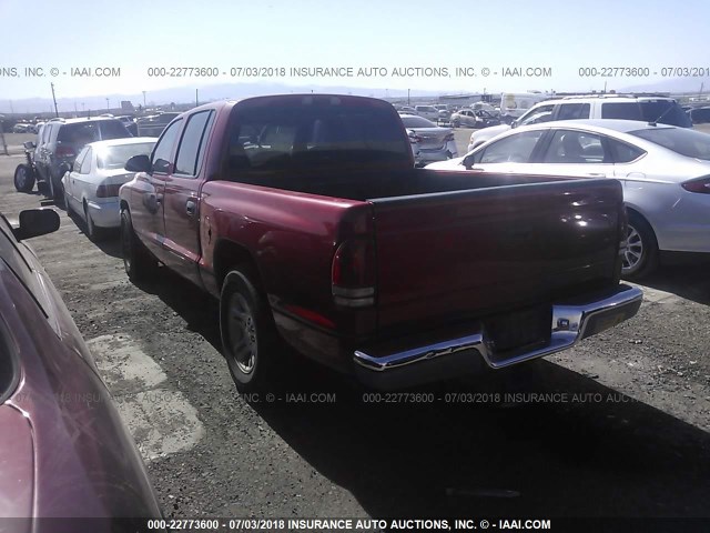 1B7GL2AN01S106689 - 2001 DODGE DAKOTA QUAD RED photo 3