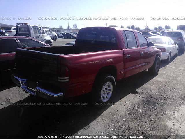 1B7GL2AN01S106689 - 2001 DODGE DAKOTA QUAD RED photo 4