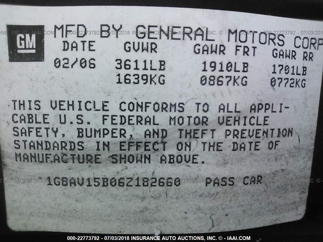 1G8AV15B06Z182660 - 2006 SATURN ION LEVEL 3 BLUE photo 9