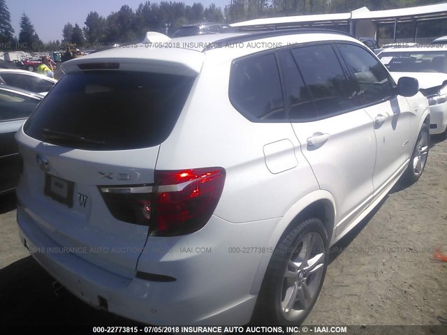 5UXWX9C50D0D04700 - 2013 BMW X3 XDRIVE28I WHITE photo 4