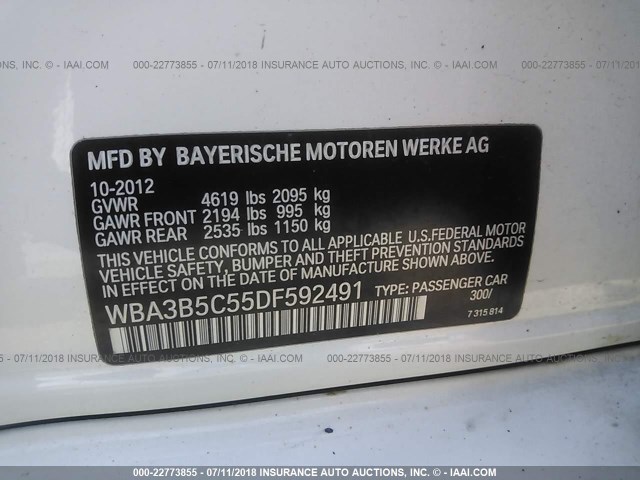 WBA3B5C55DF592491 - 2013 BMW 328 XI SULEV WHITE photo 9