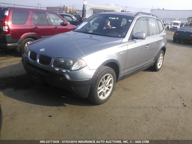 WBXPA73445WC46577 - 2005 BMW X3 2.5I GRAY photo 2