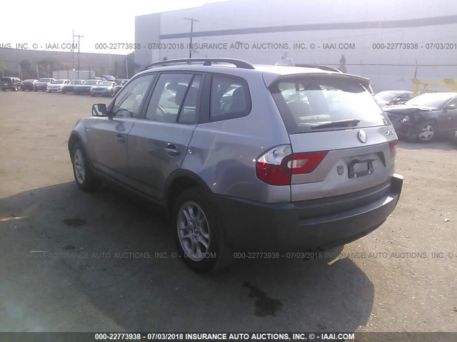 WBXPA73445WC46577 - 2005 BMW X3 2.5I GRAY photo 3