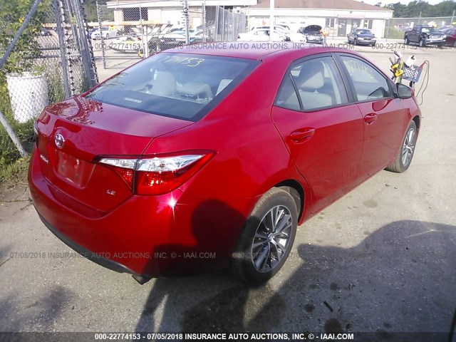 2T1BURHE4GC531252 - 2016 TOYOTA COROLLA L/LE/LE PLS/PRM/S/S PLS RED photo 4