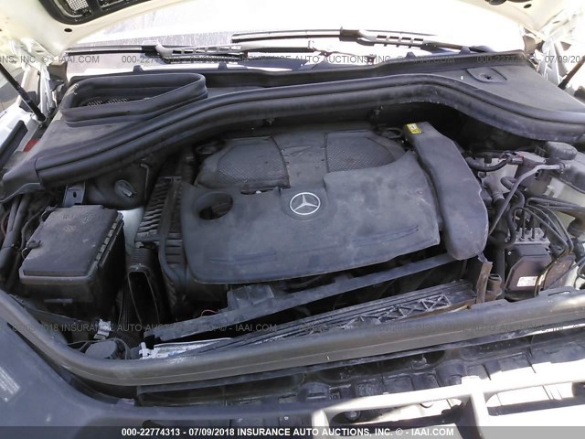 4JGDA5HB3CA009139 - 2012 MERCEDES-BENZ ML 350 4MATIC WHITE photo 10