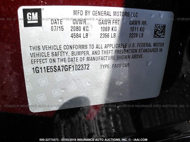 1G11E5SA7GF102372 - 2016 CHEVROLET MALIBU LIMITED LTZ Tünd qırmızı foto 9