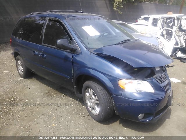 1B4GP45G71B113082 - 2001 DODGE CARAVAN SPORT BLUE photo 1