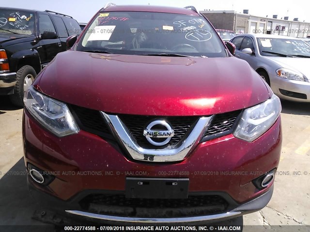 5N1AT2MV6EC789124 - 2014 NISSAN ROGUE S/SL/SV RED photo 6