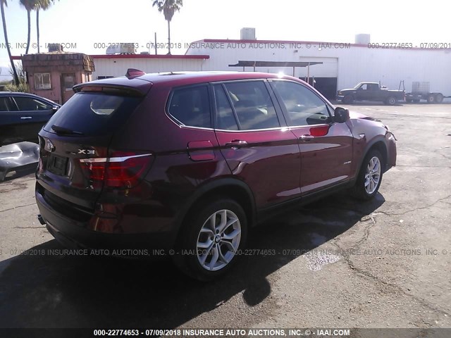 5UXWX7C59E0E78111 - 2014 BMW X3 XDRIVE35I RED photo 4