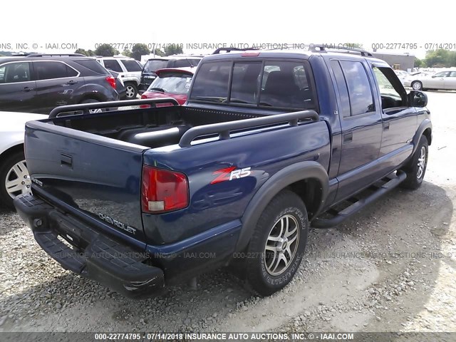 1GCDT13X44K128369 - 2004 CHEVROLET S TRUCK S10 BLUE photo 4