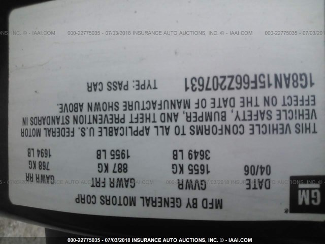 1G8AN15F66Z207631 - 2006 SATURN ION LEVEL 2 Boz foto 9