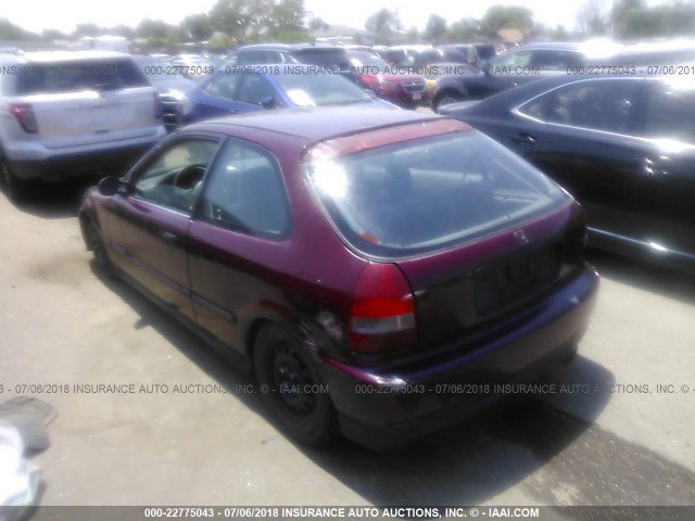 2HGEJ632XYH112817 - 2000 HONDA CIVIC CX MAROON photo 3