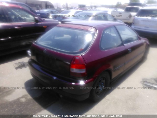 2HGEJ632XYH112817 - 2000 HONDA CIVIC CX MAROON photo 4