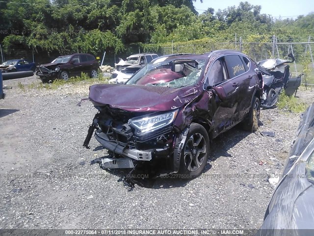 5J6RW2H91HL018760 - 2017 HONDA CR-V TOURING RED photo 2