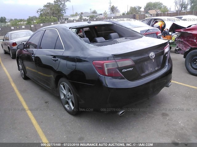 4T1BK1FK3CU522356 - 2012 TOYOTA CAMRY SE/XLE BLACK photo 3