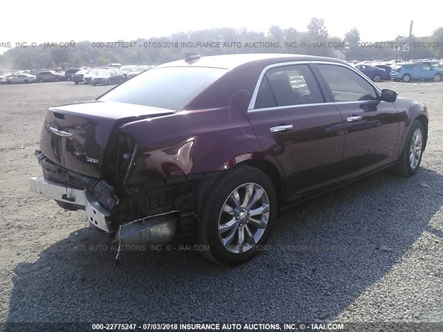 2C3CCAKG1JH177372 - 2018 CHRYSLER 300 LIMITED BURGUNDY photo 4