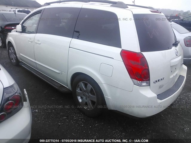 5N1BV28U55N128740 - 2005 NISSAN QUEST S/SE/SL WHITE photo 3