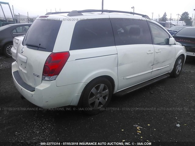 5N1BV28U55N128740 - 2005 NISSAN QUEST S/SE/SL WHITE photo 4