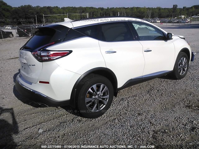 5N1AZ2MH1HN192206 - 2017 NISSAN MURANO S/SL/SV/PLATINUM WHITE photo 4