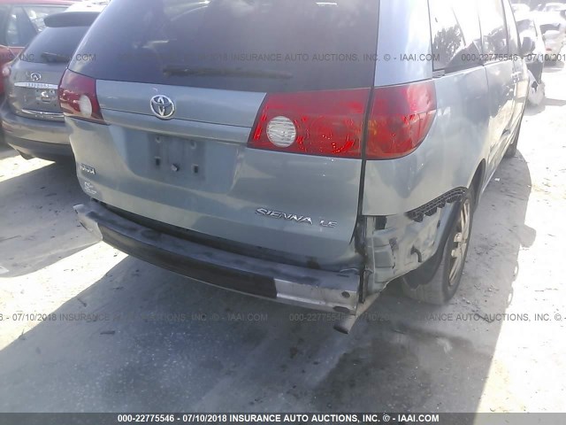 5TDZA23C46S479048 - 2006 TOYOTA SIENNA CE/LE BLUE photo 6