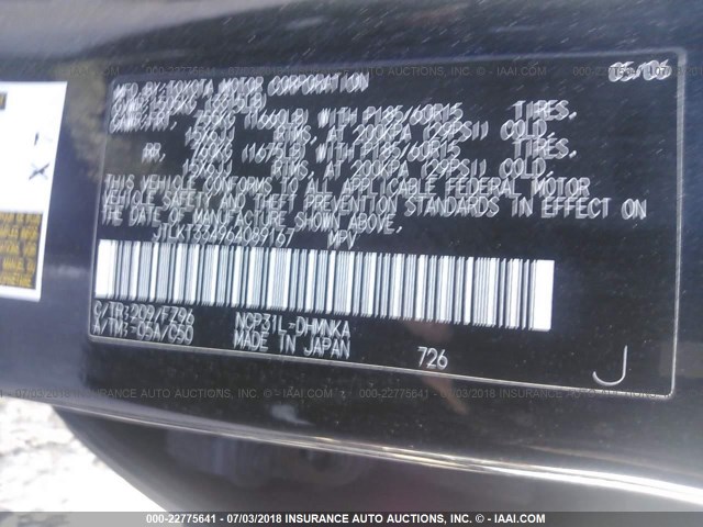 JTLKT334964089167 - 2006 TOYOTA SCION XB Qara foto 9