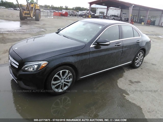 55SWF4JB2FU052741 - 2015 MERCEDES-BENZ C 300 BLACK photo 2